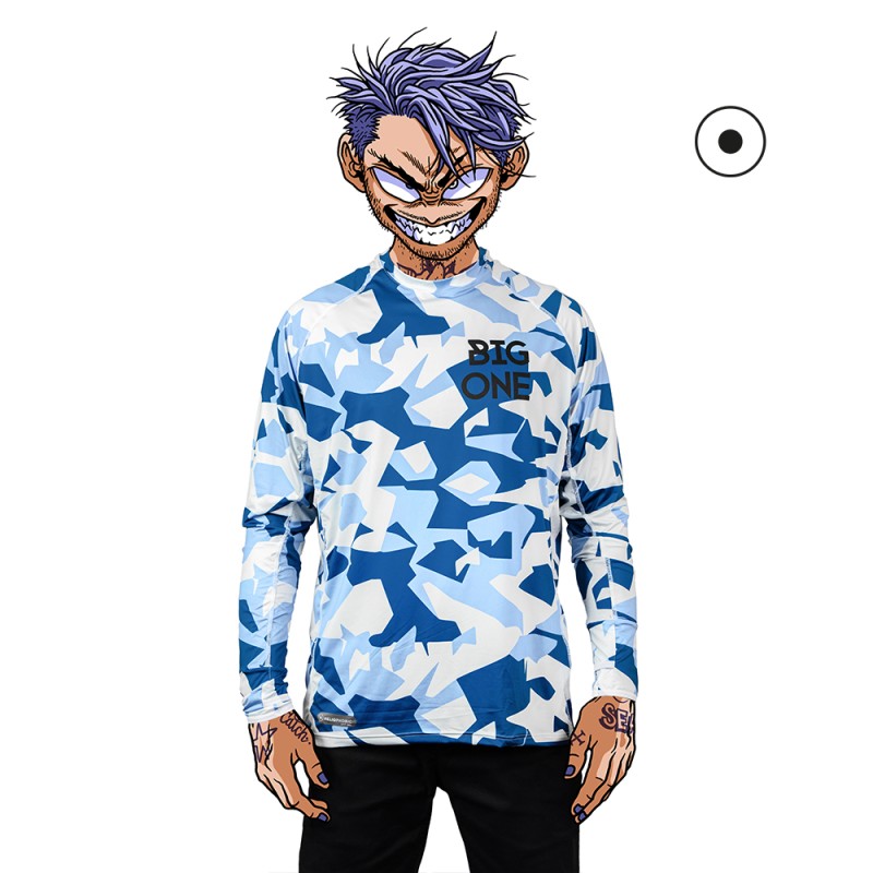 Big One Maglia Protezione Solare UPF50+ "Darsa" Geometric Camo Blue