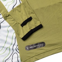 Big One Maglia Cappuccio Protezione Solare UPF50+ "Amazzonia" Trama Batimetrica Verde